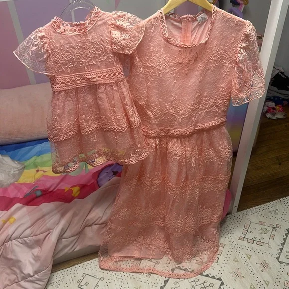 Dresses | Motherdaughter Lace Pink Dresses | Poshmark